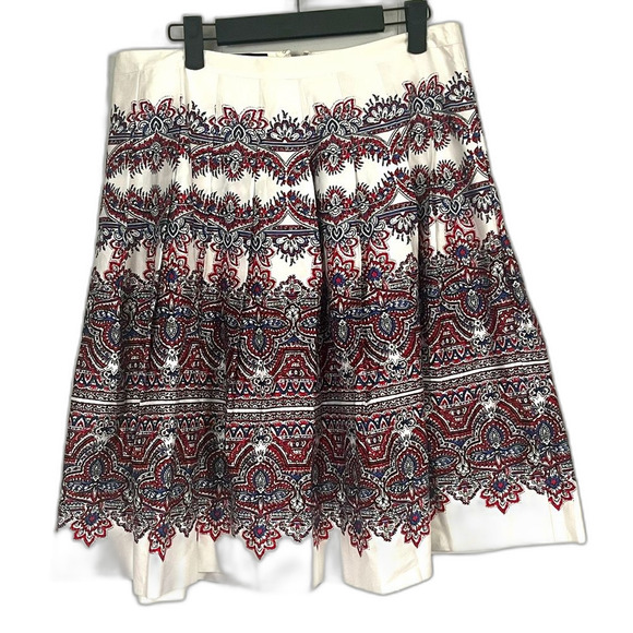 NWT Talbots Petite Paisley Pleated A-Line Cotton Blend Skirt Size 8P - Picture 1 of 8